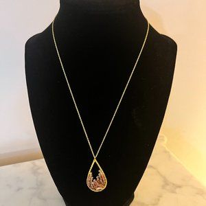 Nakamol pink crystal necklace with gold-tone chain
